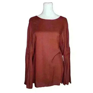 Beach Lunch Lounge women's maroon viscose long sleeve blouse size large